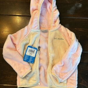 Columbia new  Soft Pink and Cream Fleece Jacket with cute  little ears on hood